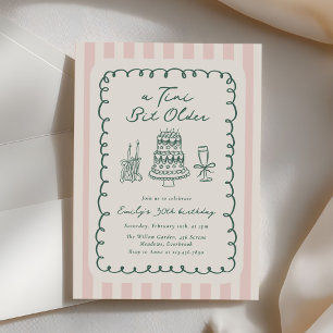 Funky Tini Bit Older Hand Drawn 30th Birthday Invitation