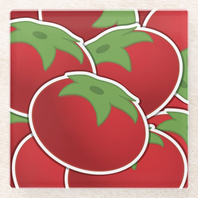 Funky tomato glass coaster (Front)