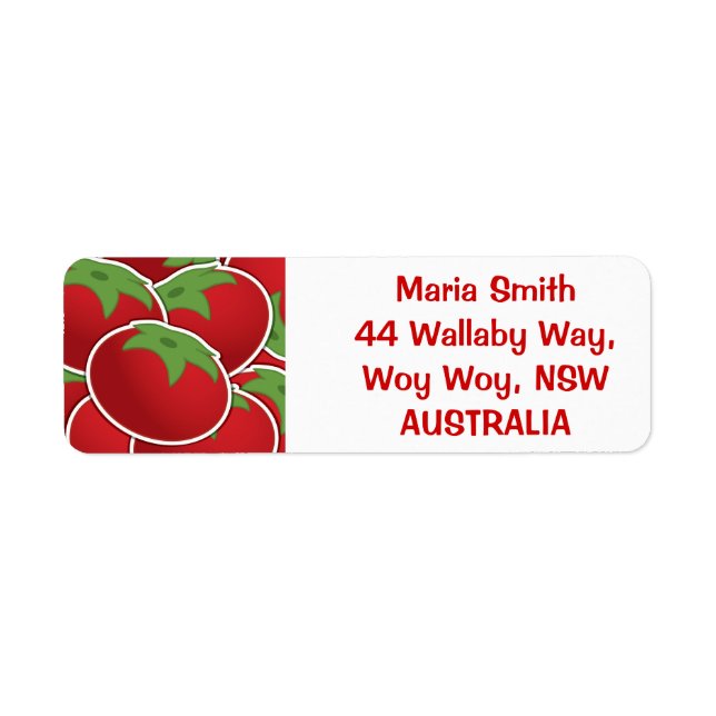 Funky tomato return address label (Front)