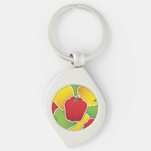 Funky traffic light peppers key ring