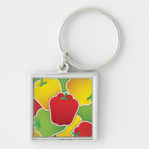 Funky traffic light peppers key ring