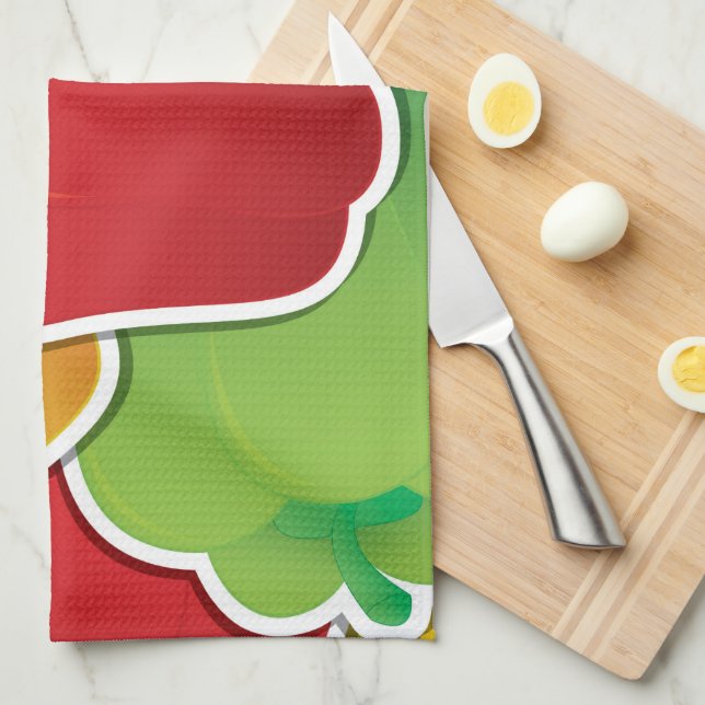 Funky traffic light peppers tea towel (Quarter Fold)