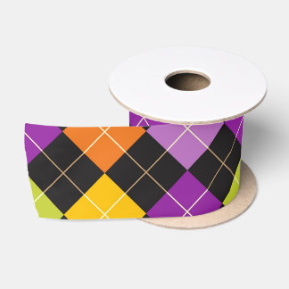 Funky Trendy Retro Abstract Halloween Pattern Satin Ribbon