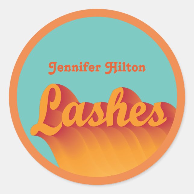 Funky trendy retro colourful lashes classic round sticker (Front)
