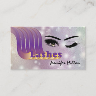Funky trendy retro colourful lashes logo after car business card