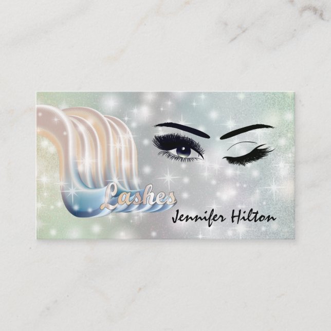 Funky trendy retro colourful lashes logo after car business card (Front)