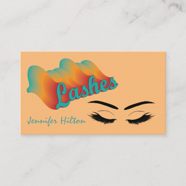 Funky trendy retro colourful lashes logo after car business card (Front)