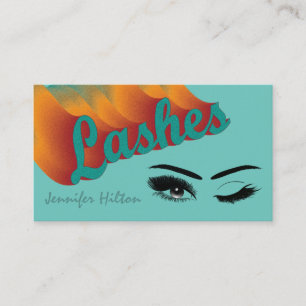 Funky trendy retro colourful lashes logo after car business card