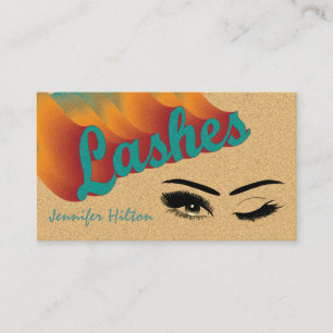 Funky trendy retro colourful lashes logo after car business card