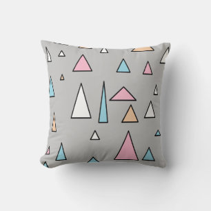 Funky Triangles Pastel Colours Throw Pillow
