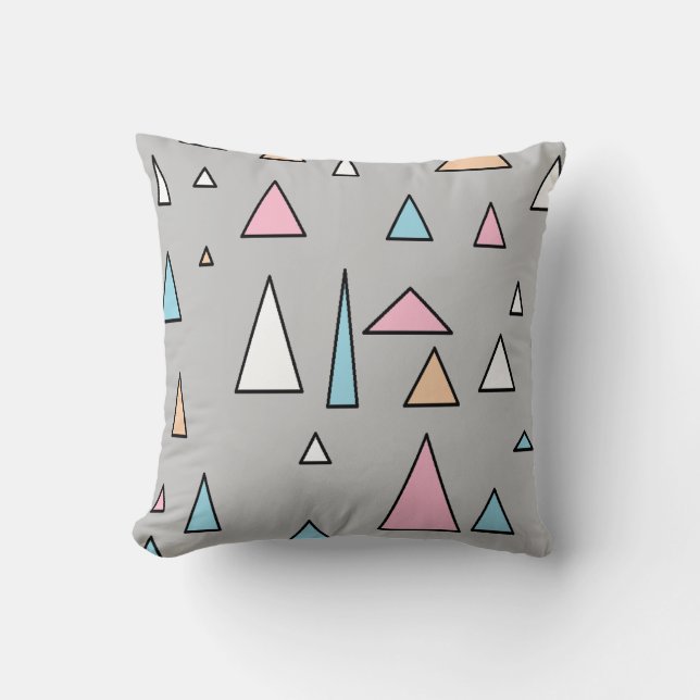 Funky Triangles Pastel Colours Throw Pillow (Front)