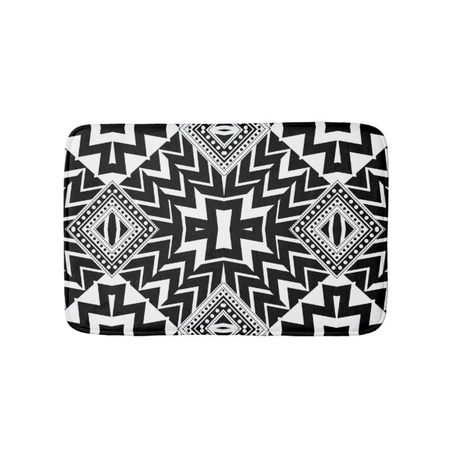 Funky Tribal Chevron Pattern Bath Mat (Front)