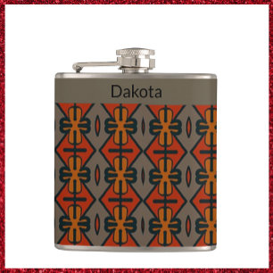 Funky Tribal Design Vinyl Wrapped Flask