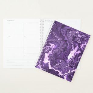Funky Trippy Boho Hippie Monochrome Purple Marble Planner