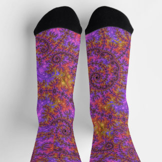 Funky Trippy Colorful Vibrant Spiraling Fractal Socks