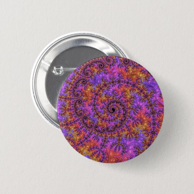 Funky Trippy Colourful Vibrant Spiralling Fractal 6 Cm Round Badge (Front & Back)