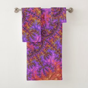 Funky Trippy Colourful Vibrant Spiralling Fractal Bath Towel Set