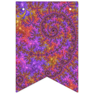 Funky Trippy Colourful Vibrant Spiralling Fractal Bunting