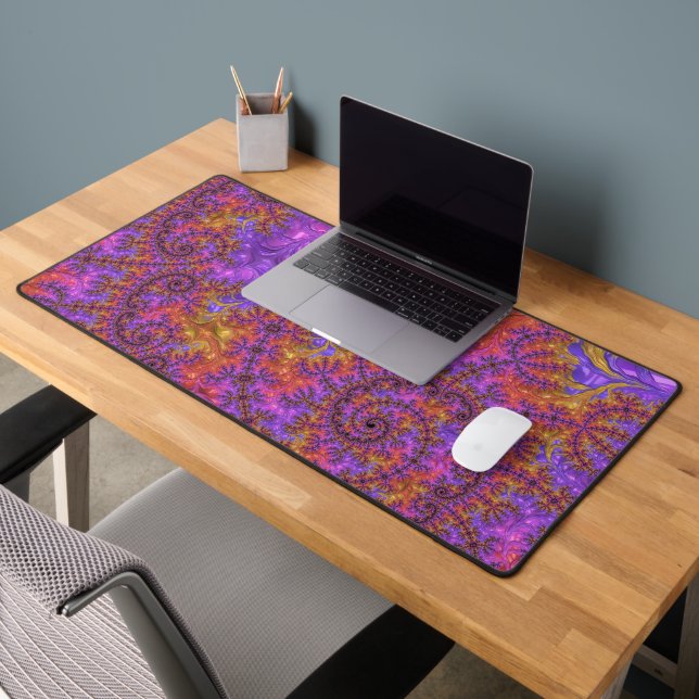 Funky Trippy Colourful Vibrant Spiralling Fractal Desk Mat (Office 2)