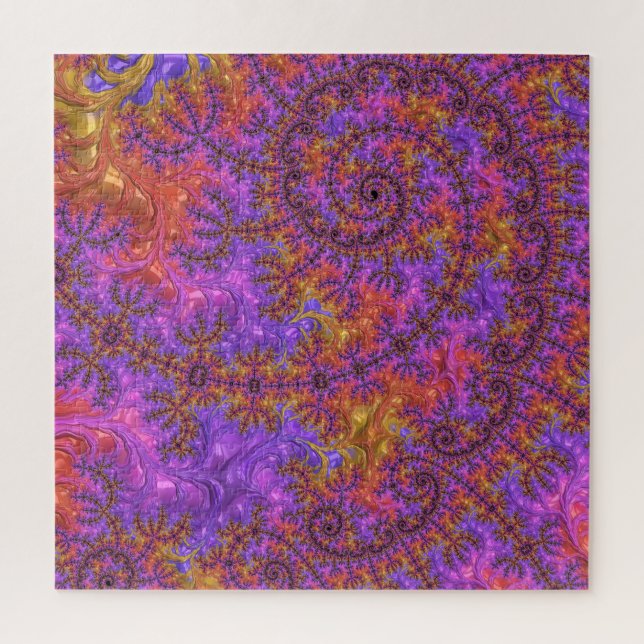 Funky Trippy Colourful Vibrant Spiralling Fractal Jigsaw Puzzle (Vertical)