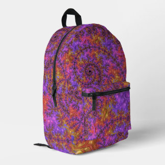 Funky Trippy Colourful Vibrant Spiralling Fractal Printed Backpack