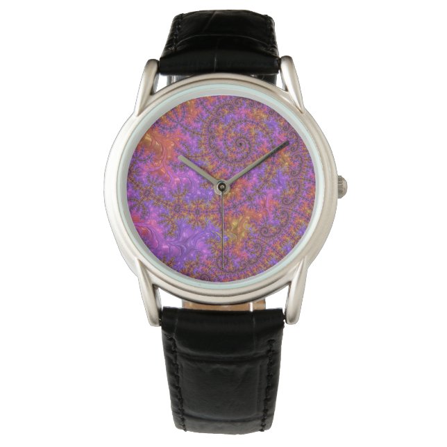 Funky Trippy Colourful Vibrant Spiralling Fractal Watch (Front)