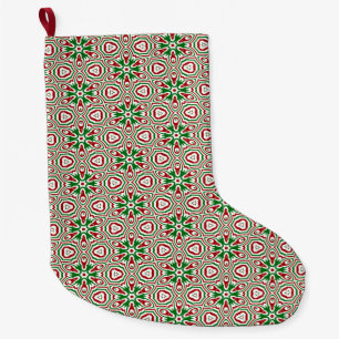 Funky Trippy Eclectic Boho Christmas Kaleidoscope Large Christmas Stocking