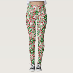 Funky Trippy Eclectic Boho Christmas Kaleidoscope Leggings