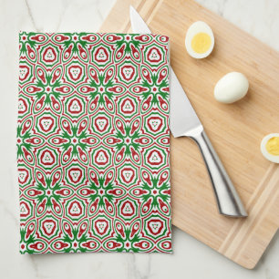 Funky Trippy Eclectic Boho Christmas Kaleidoscope Tea Towel