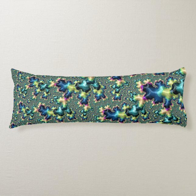 Funky Trippy Eclectic Boho Hippie Abstract Fractal Body Cushion (Front)