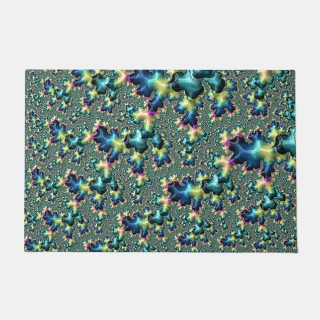 Funky Trippy Eclectic Boho Hippie Abstract Fractal Doormat (Front)