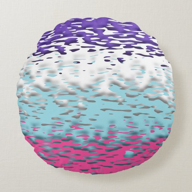 Funky Trippy Ripply Groovy Multisexual Pride Flag Round Cushion (Front)