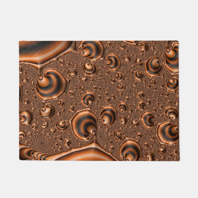 Funky Trippy Spiralling Orange Black Fractal Art Doormat (Front)