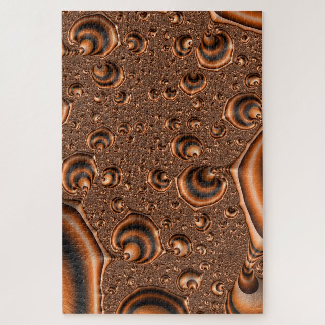 Funky Trippy Spiralling Orange Black Fractal Art Jigsaw Puzzle (Vertical)