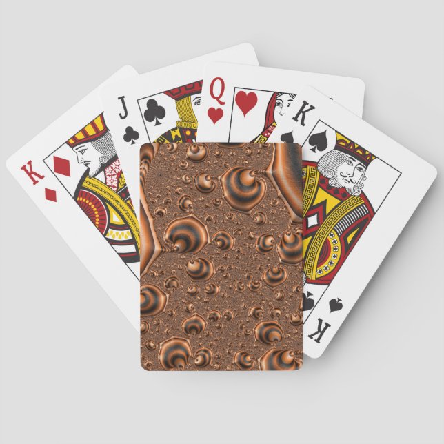 Funky Trippy Spiralling Orange Black Fractal Art Playing Cards (Back)