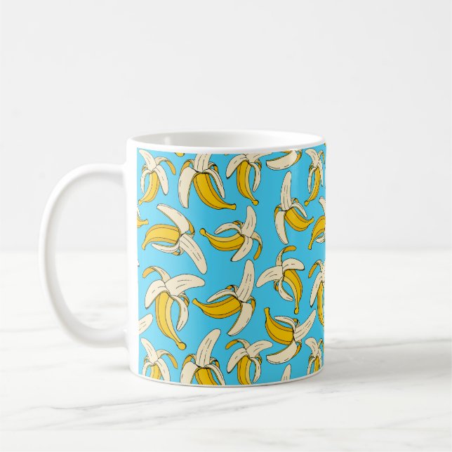 Funky Tropical Banana Pattern Trendy Fruit Print Coffee Mug (Left)