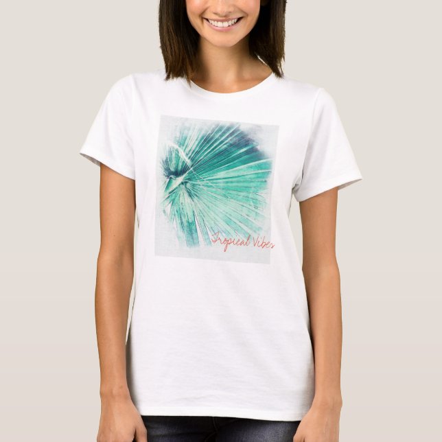 Funky Tropical Vibes Pal Tree Leaf T-Shirt (Front)