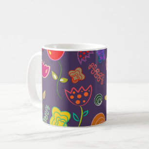 Funky Tulip Pattern Purple Coffee Mug