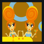 Funky Twins Pop Art Poster<br><div class="desc">Funky pop art divas print- Customise it to any size!</div>