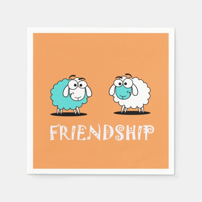 Funky Two Sheep Friendship Paper Napkin (Front)