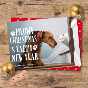 Funky Type Dog Cat   Holiday Photo Card