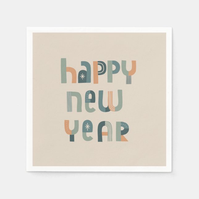 Funky Typography Happy New Year design Napkin (Front)