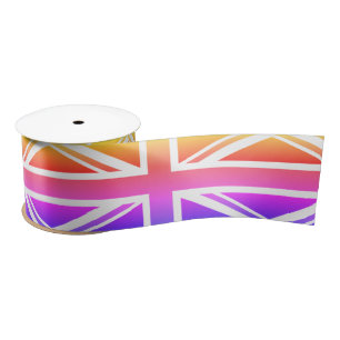 Funky UK & vintage British Flag / United Kingdom Satin Ribbon