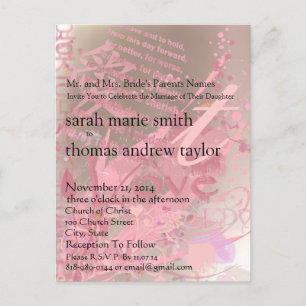 Funky Up Beat Modern Monogram  Wedding Invitation Postcard