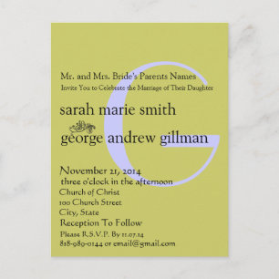 Funky UpBeat Modern Monogram Wedding Invitation