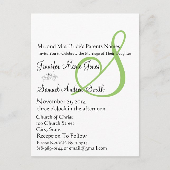 Funky UpBeat Modern Monogram Wedding Invitation (Front)