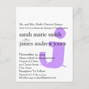 Funky UpBeat Modern Monogram  Wedding Invitation