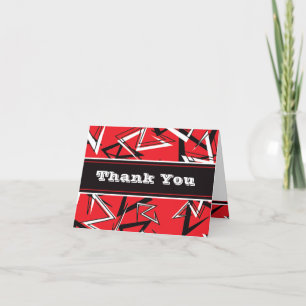 Funky Urban Red, Black, White Thank You Card