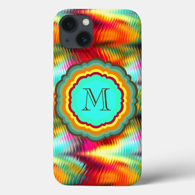 Funky, Vibrant Rainbow Monogram Case-Mate iPhone Case (Back)