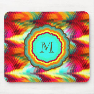 Funky, Vibrant Rainbow Monogram Mouse Pad